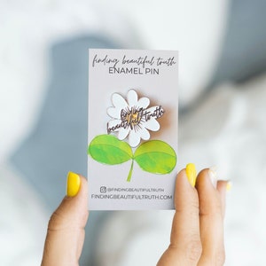 Daisy White Flower Enamel Pin | Finding Beautiful Truth | Floral Lapel Pin