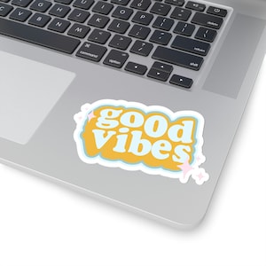 Groovy Good Vibes Stickers in Bold Retro Colors | Retro Inspired 1970s Sticker
