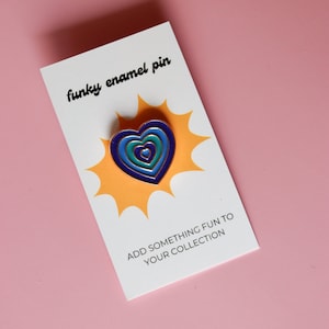Groovy Gradient Blue Green Love Heart Enamel Pin | Purple Ombre Rainbow Brooch