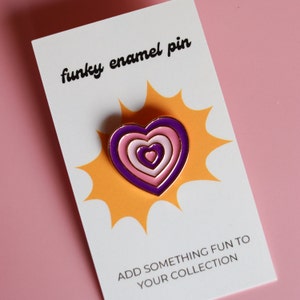 Groovy Gradient Purple Love Heart Enamel Pin | Pink Pastel Ombre Rainbow Brooch