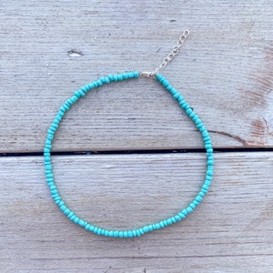 Island Blue Seed Bead Choker Necklace