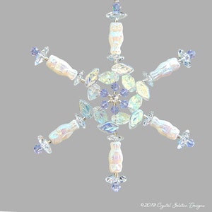 Owl Ornament Suncatcher with Preciosa AB White/Copper Owls,Czech Glass White/Copper AB  Leaves,Swarovski Marguerites,Swarovski Bicones