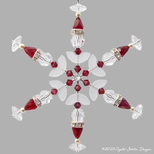 Santa Ornament, Beaded Crystal Santa Snowflake with Swarovski Siam Beads,Swarovski Ornament,Crystal Snowflake,Santa Sun Catcher