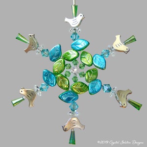 Bird Watcher Ornament, Ornithology Ornament, Beaded Snowflake, Beaded Ornament, Swarovski Crystal,Snowflake Ornament, Sun Catcher