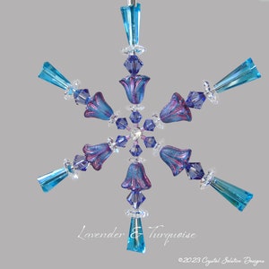 Swarovski Crystals and Czech Glass Beaded Flower Snowflake Ornament Suncatcher made with Swarovski crystals and Czech glass beads