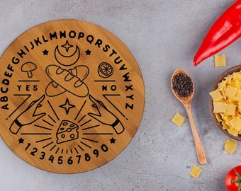 Spooky Board Witchy Circle Bamboo Cutting Board, Cute Witchy Home Decor, Cute Cutting Board Housewarming Gift UV