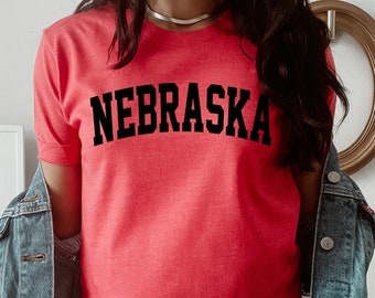 Nebraska College Style Graphic Tee, Cute Nebraska Block Font Shirt, Trendy Nebraska Tshirt, Nebraska Gift, Nebraska Kids