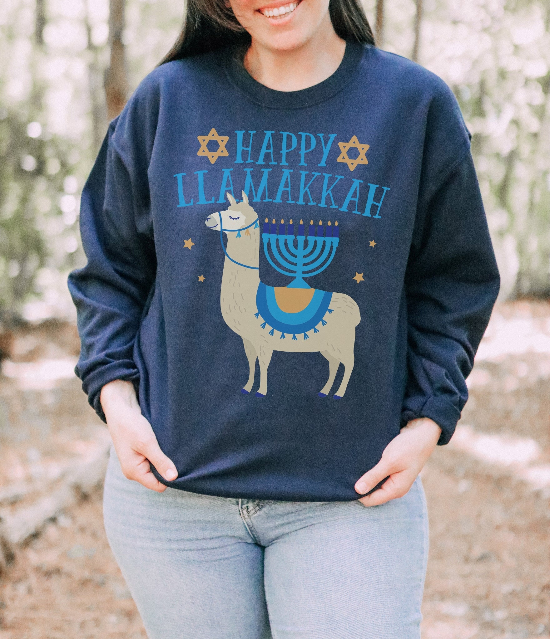 Buy Happy Llamakkah Llama Hanukkah Crewneck Sweatshirt Funny Online in  India - Etsy