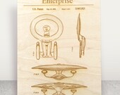 Start Trek Enterprise Poster - Sci-Fi Lover Décor - Tactile Wood Wall Art Print