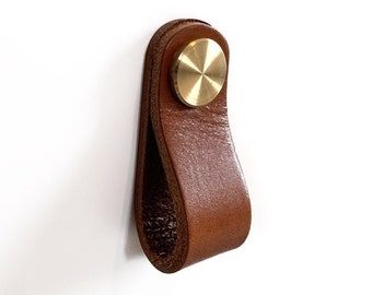 Real leather leather handle drawer handle furniture handle - SCHLINGEL - for Ikea furniture