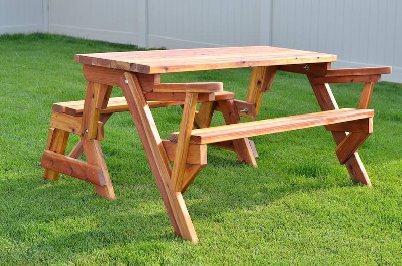 Redwood Transformer bench/picnic Table Etsy