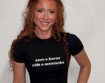 Save a Horse Ride a Mustache Crop Top | Country Bachelorette Tee
