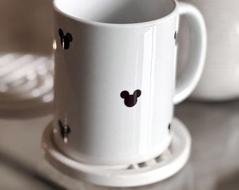 Minimalist Disney-Inspired Mug // Black Mickey Silhouette Design // Modern Ceramic Coffee Cup for Disney Lovers