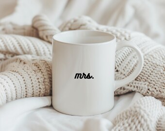 Mrs. Mug | Minimalist Bridal Gift | White Ceramic Coffee Cup