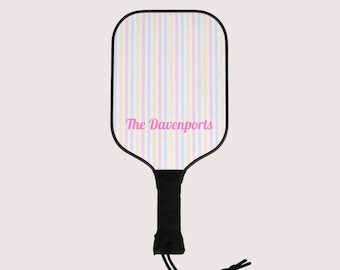 Custom Name Wooden Pickleball Paddle Set | Striped Design, Case & Balls Included