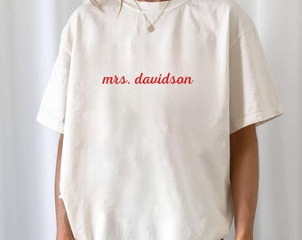 Custom Mrs. Last Name Comfort Colors T-Shirt | Bachelorette Gift