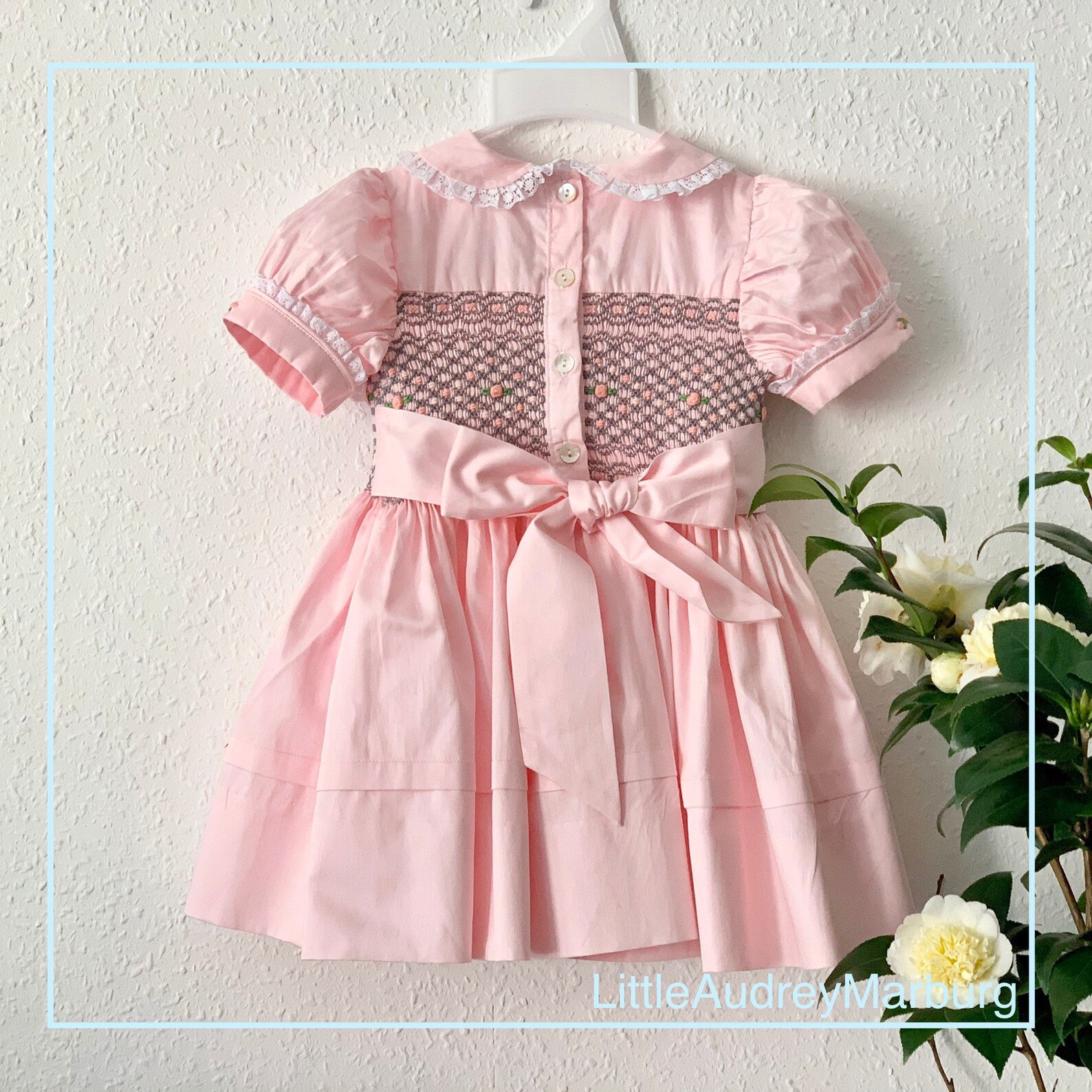 Wholesale Pink Baby Smocked Dress with front and back Etsy