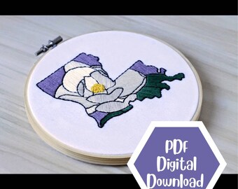 DIGITALE DOWNLOAD Louisiana State Flower 6 inch borduurring - alleen digitale download als pdf