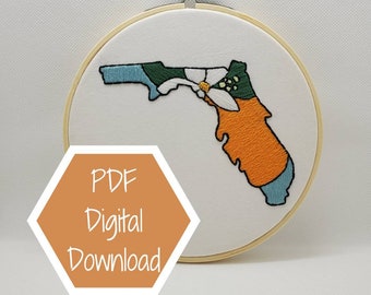 DIGITAL DOWNLOAD Florida State Flower 6 Inch Embroidery Hoop - PDF Digital Download Only