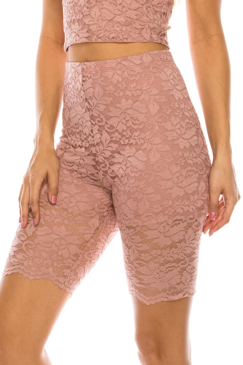 Made in USA High Waist Lace Biker Shorts Premium Stretchy Etsy