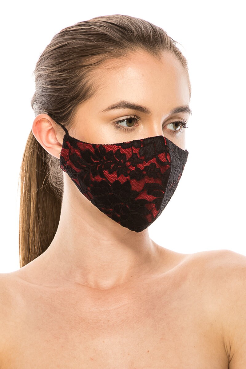 Lace Face Mask Black Two Tone | Wedding, Bridesmaid, Fancy, Formal, D…