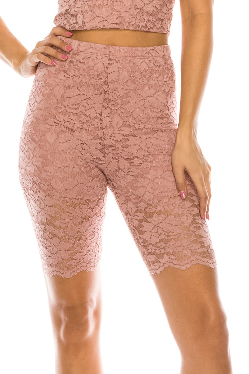 Made in USA High Waist Lace Biker Shorts Premium Stretchy Etsy