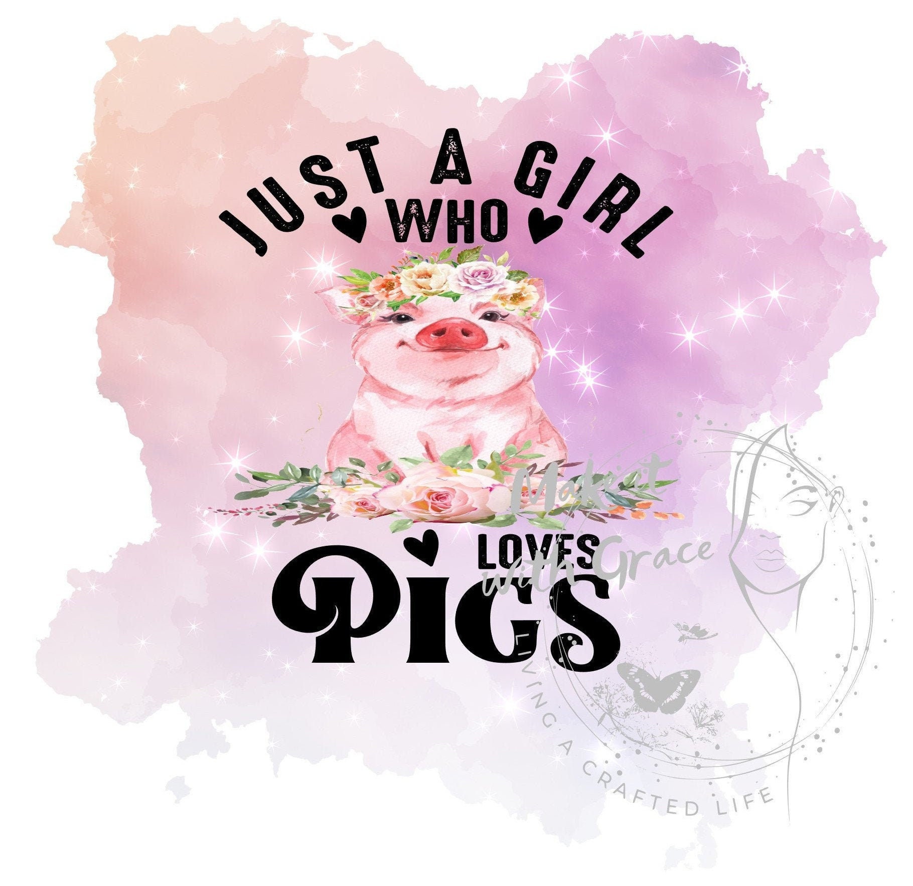 Just A Girl Who Loves Pigs Sublimation Design 300 dpi PNG | Etsy