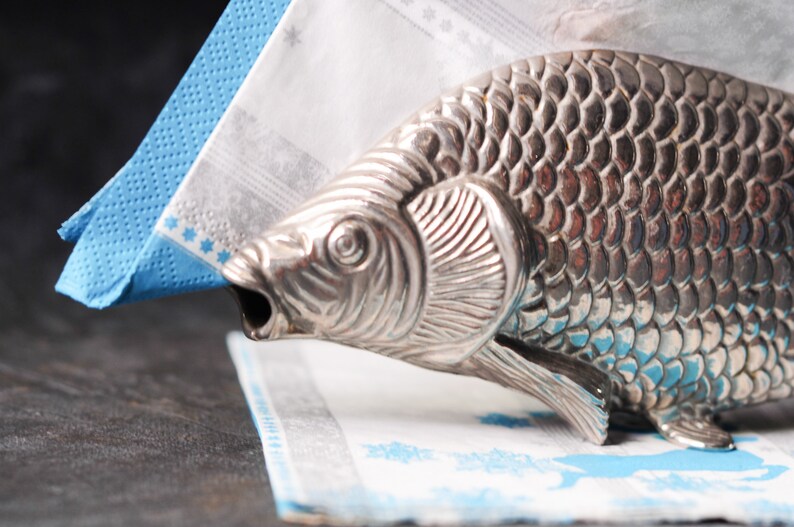 Vintage Silver Plated Napkin Holder/ Fish/ Carp/ Italy Napkin Etsy