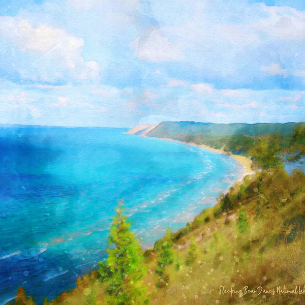 8 x 10 Sleeping Bear Dunes National Lake Shore, Empire, Michigan Fine Art Watercolor Print