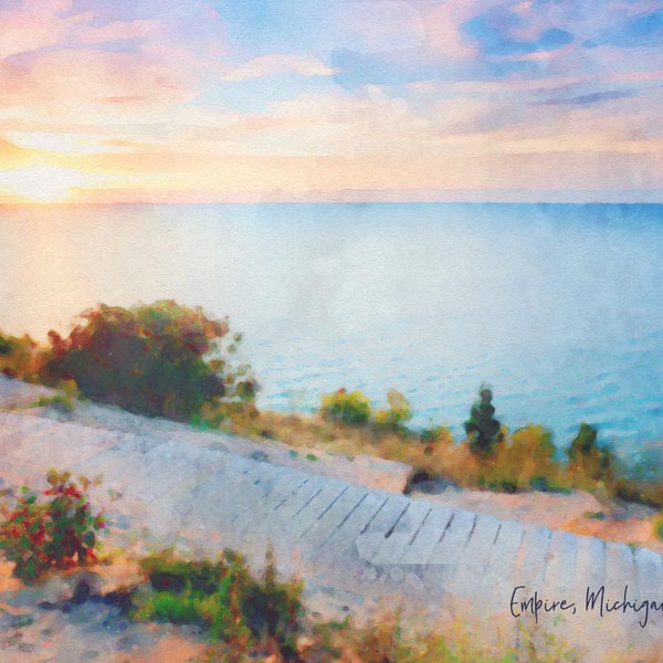 11 x 14 Sleeping Bear Dunes Overlook, Empire, Michigan Fine Art Watercolor Print