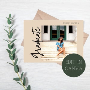Graduación, Senior, Invitación, Anuncio de Graduación, Canva, Tarjeta de Graduación Editable, Plantilla Canva