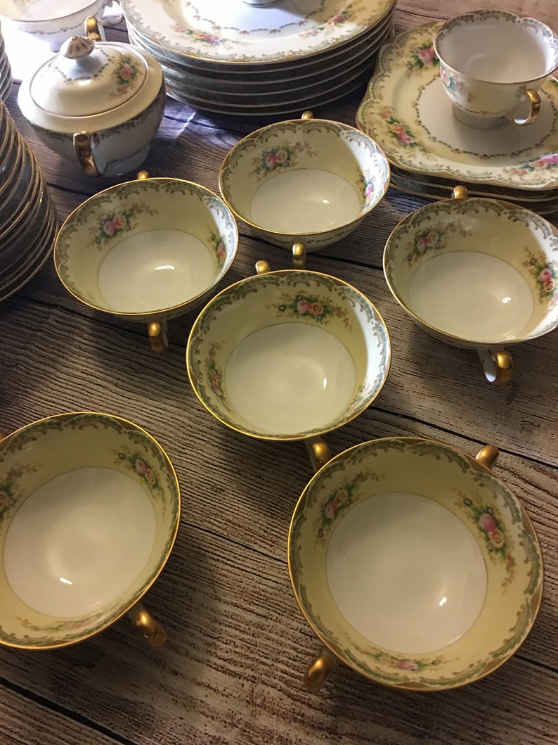 56 Piece Vintage Hand Painted Meito Fine China Made in Japan Etsy Canada