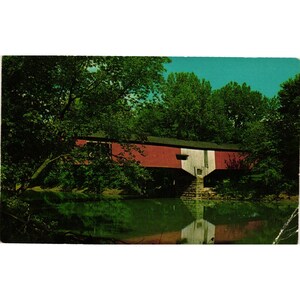 West Union Covered Bridge Rockville Indiana Cartões Postais Viagens Vintage