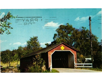 Old Covered Bridge Wood Postcard Travel Souvenir Posted Vermont North Bennington