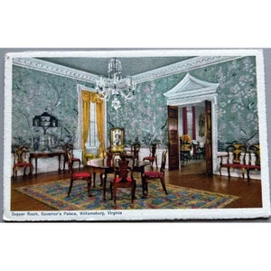 Supper Room Governors Palace Williamsburg Virginia Carte postale Souvenir vintage