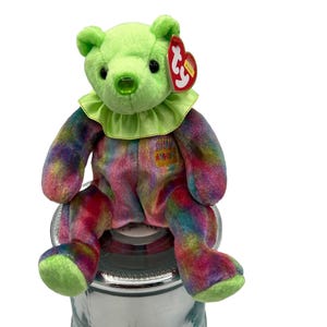 Ty Beanie Baby Happy Birthday August Peridot  2001 w/ PE pellets Stuffed Animal Teddy Bear