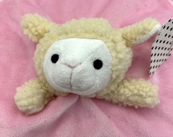 Vintage Stephan Plush Lamb Lovey Pink White Satin Box Trim