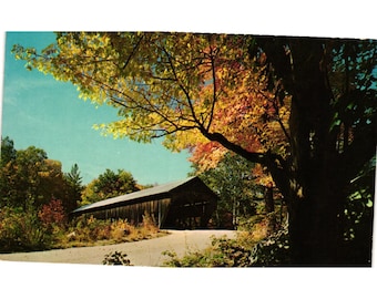 Vintage Albany Covered Bridge Postcard Swift River White Mountains New Hampshire