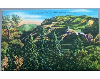 Cheyenne Mountain Colorado Springs Postcard Souvenir Travel Unpostmarked Vintage