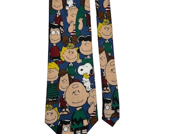 Cravate Ancienne Snoopy Et Charlie Brown, 100% Soie, Peanuts, Collection Années 90