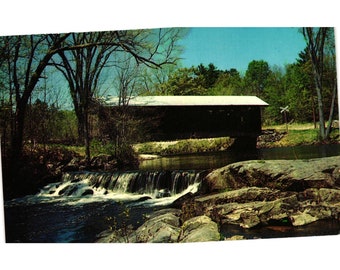 Waterloo Covered Bridge Postcard Travel Souvenir Unposted New Hampshire Vintage