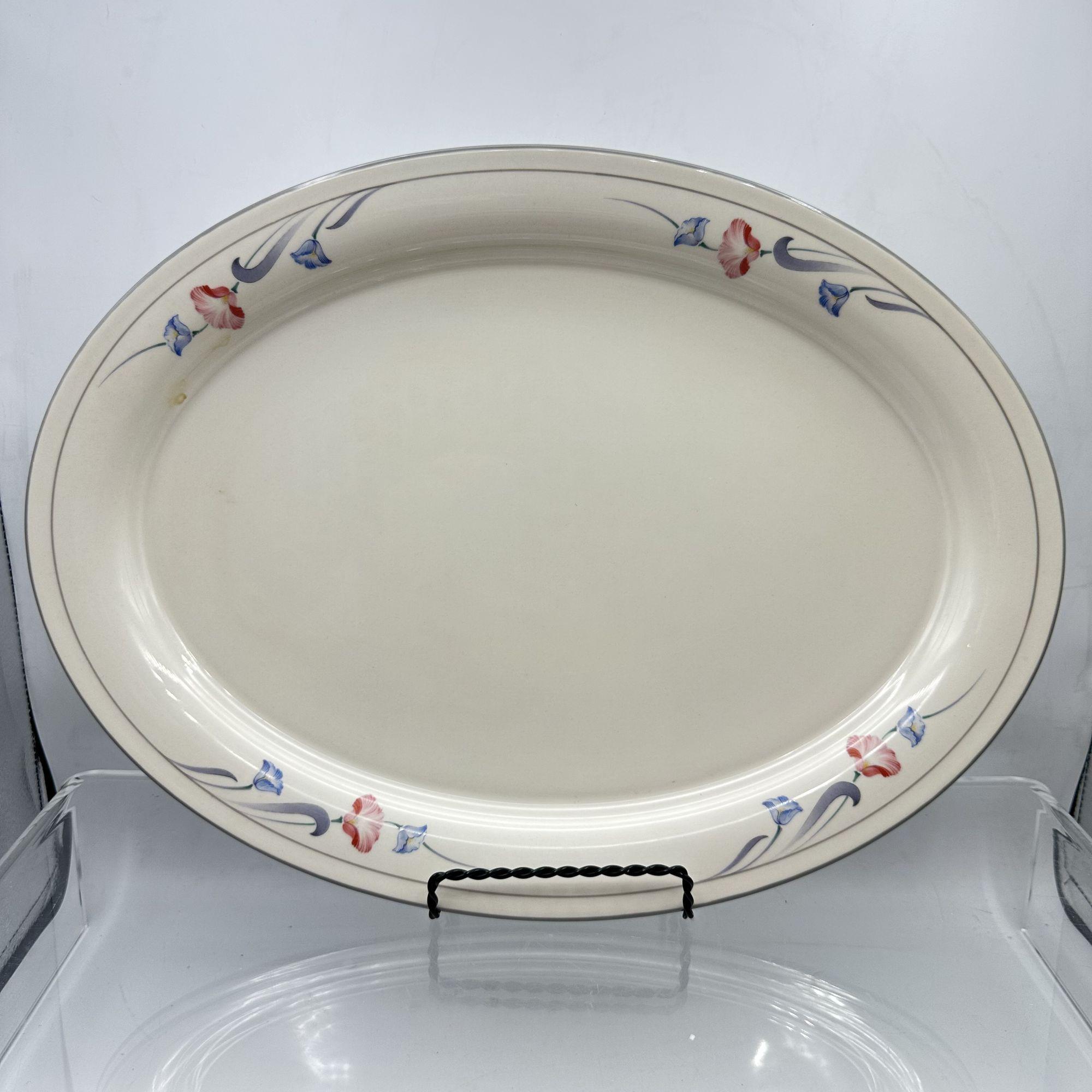 ^_^ Lenox Glories on Grey Oval Serving Platter 14