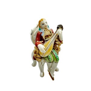 Vintage Victorian Male Sitting Chair Playing Mandolin Porcelain Figurine Japan
