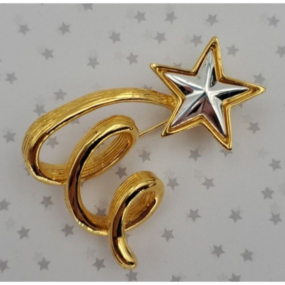 Anne Klein Shooting Star Brooch Pin Gold Tone Risi