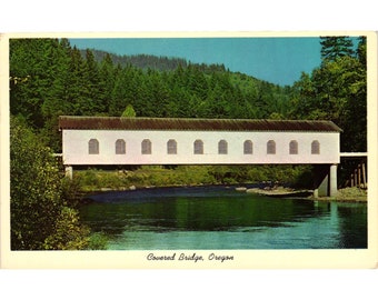 Covered Bridge Oregon Postcard Travel Souvenir Unposted Portland Vintage