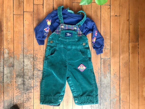 12m Oshkosh Nature Friends Green Corduroy Overall
