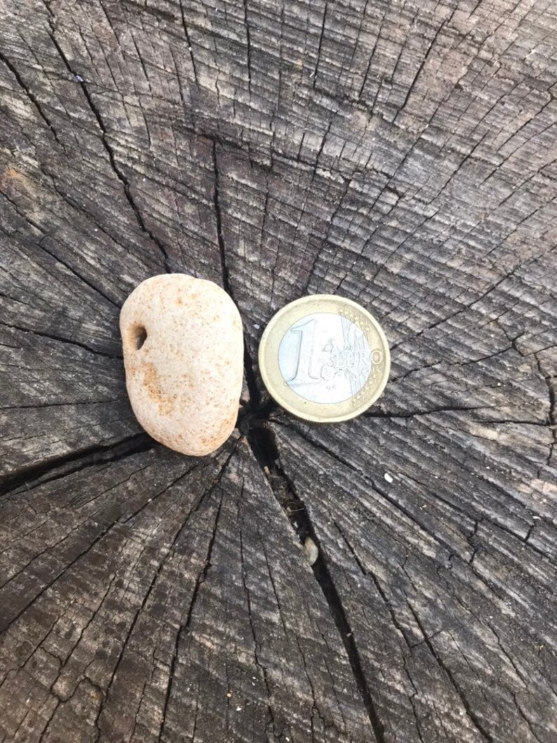 Naturally Holed Beach Stone Pebble with Natural Holes Beach Stone Odin Stone Talisman Gift For Sea Lover Hag Stone piedra de bruja