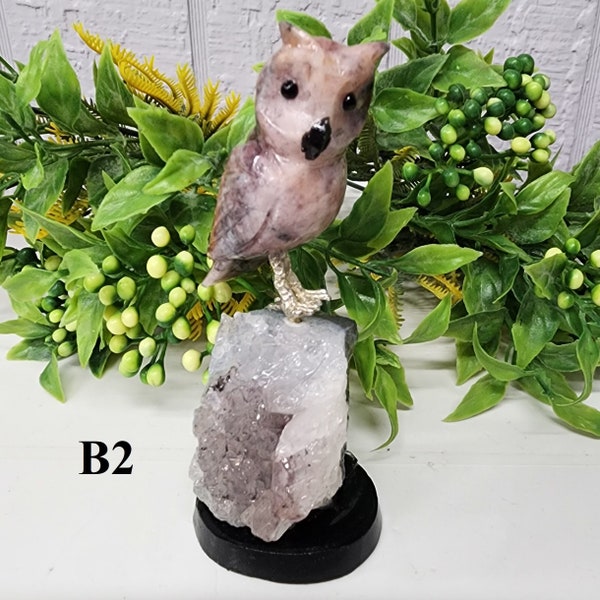 Gemstone Bird Sculpture - Small Handmade Owl
