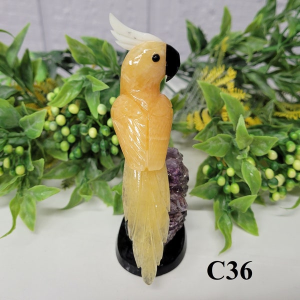 Gemstone Bird Sculpture - Small Handmade Cockatoo
