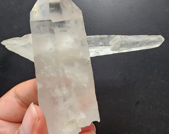 Rough Clear Quartz Point with Laser Cross Crystal